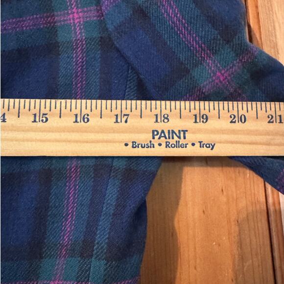 Vintage Plaid Blazer Wool Blend Blue Purple Green Career Jacket - Picture 6 of 9